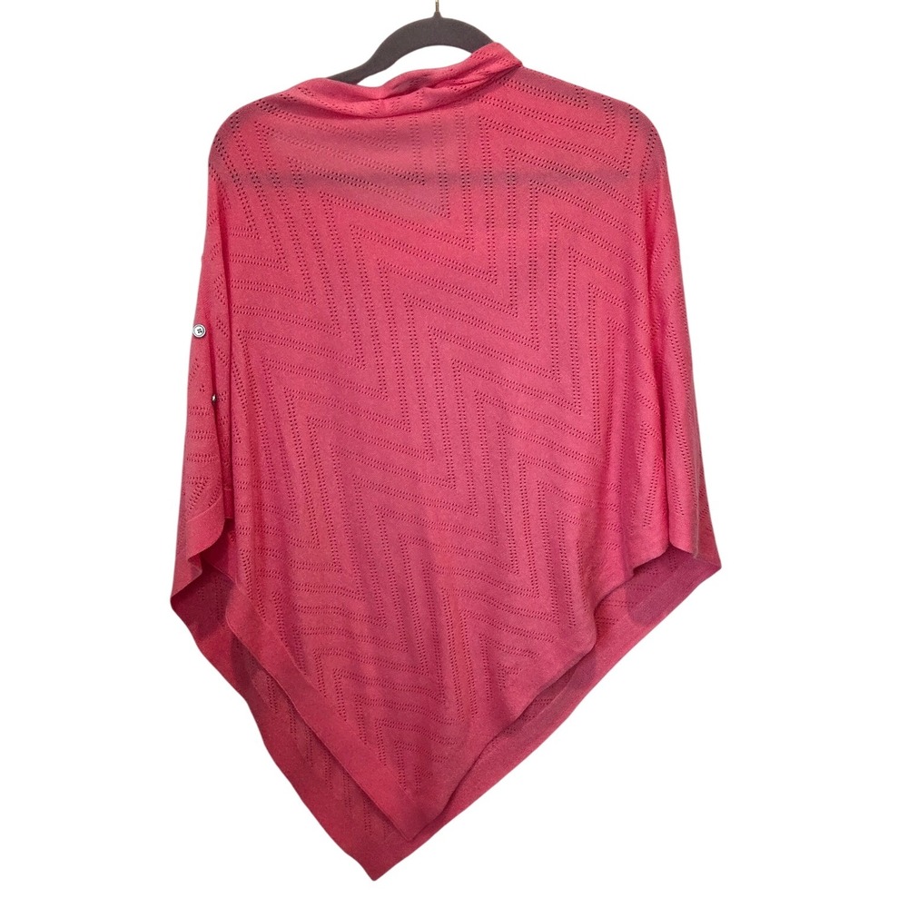 Talbots Pink Chevron Knit Button Poncho Cape M/L - Picture 3 of 4